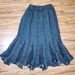 Braja Embroidered Maxi Flowy Scalloped Skirt Size M/L/XL One Size Fits Most
